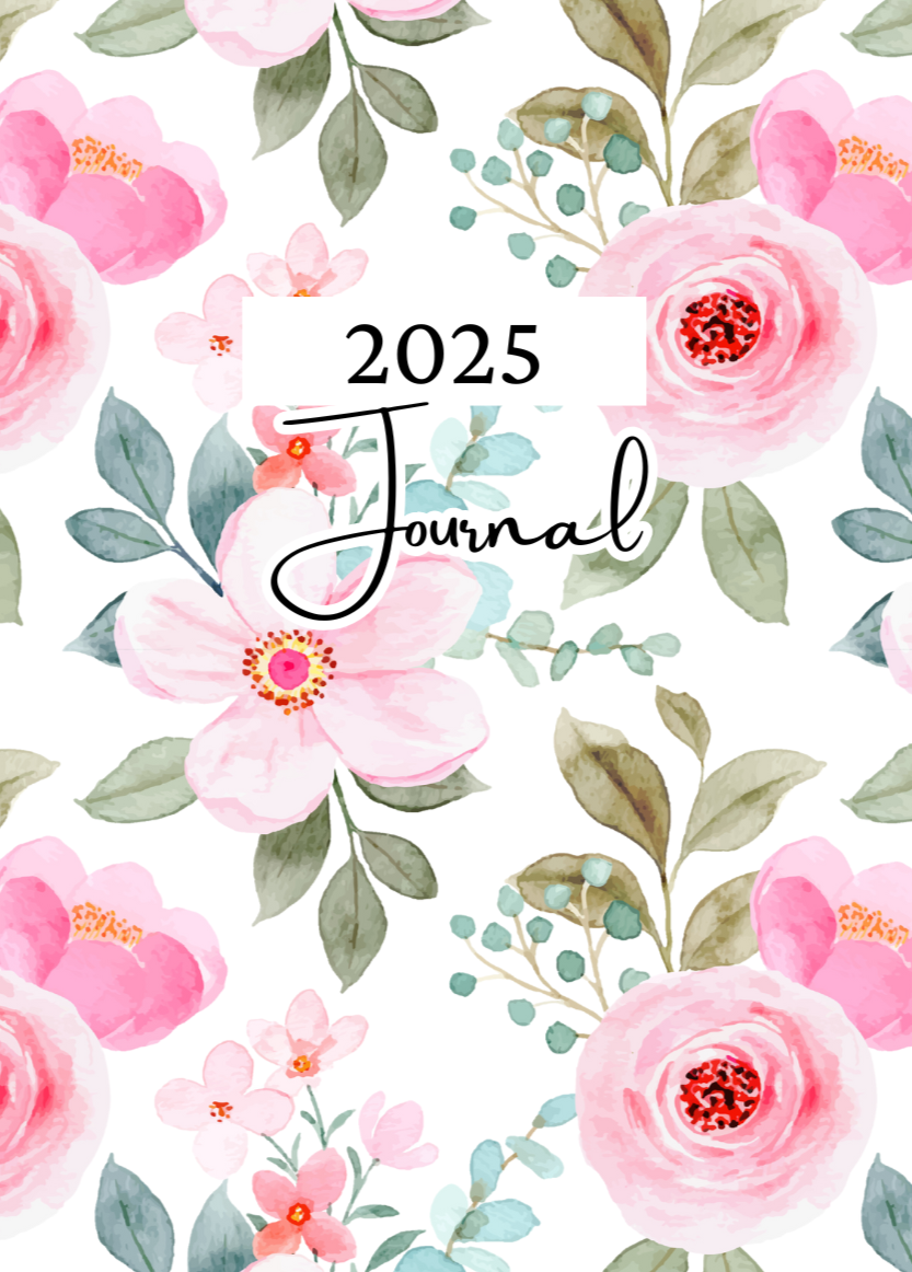 2J Handmade Hardcover Journal pink flowers