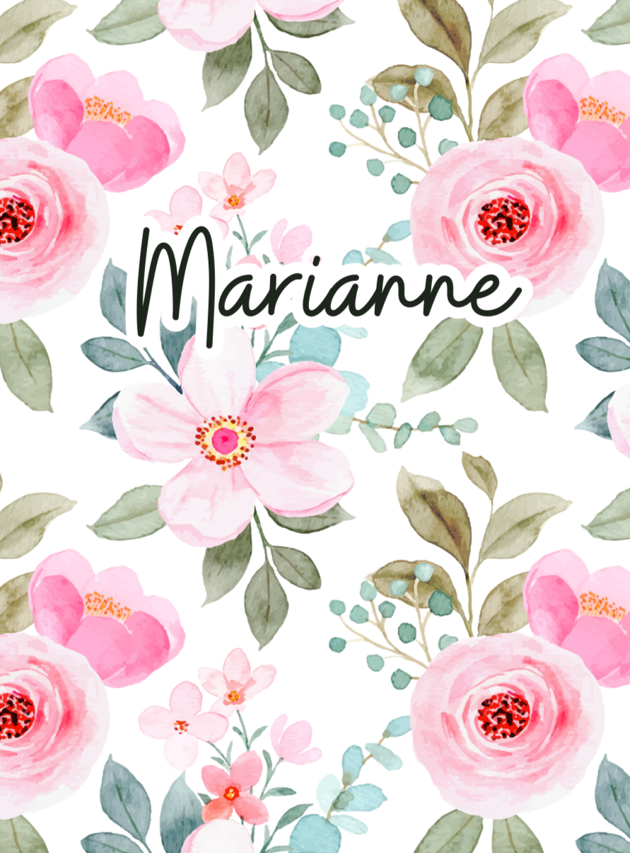 2J Handmade Hardcover Journal pink flowers