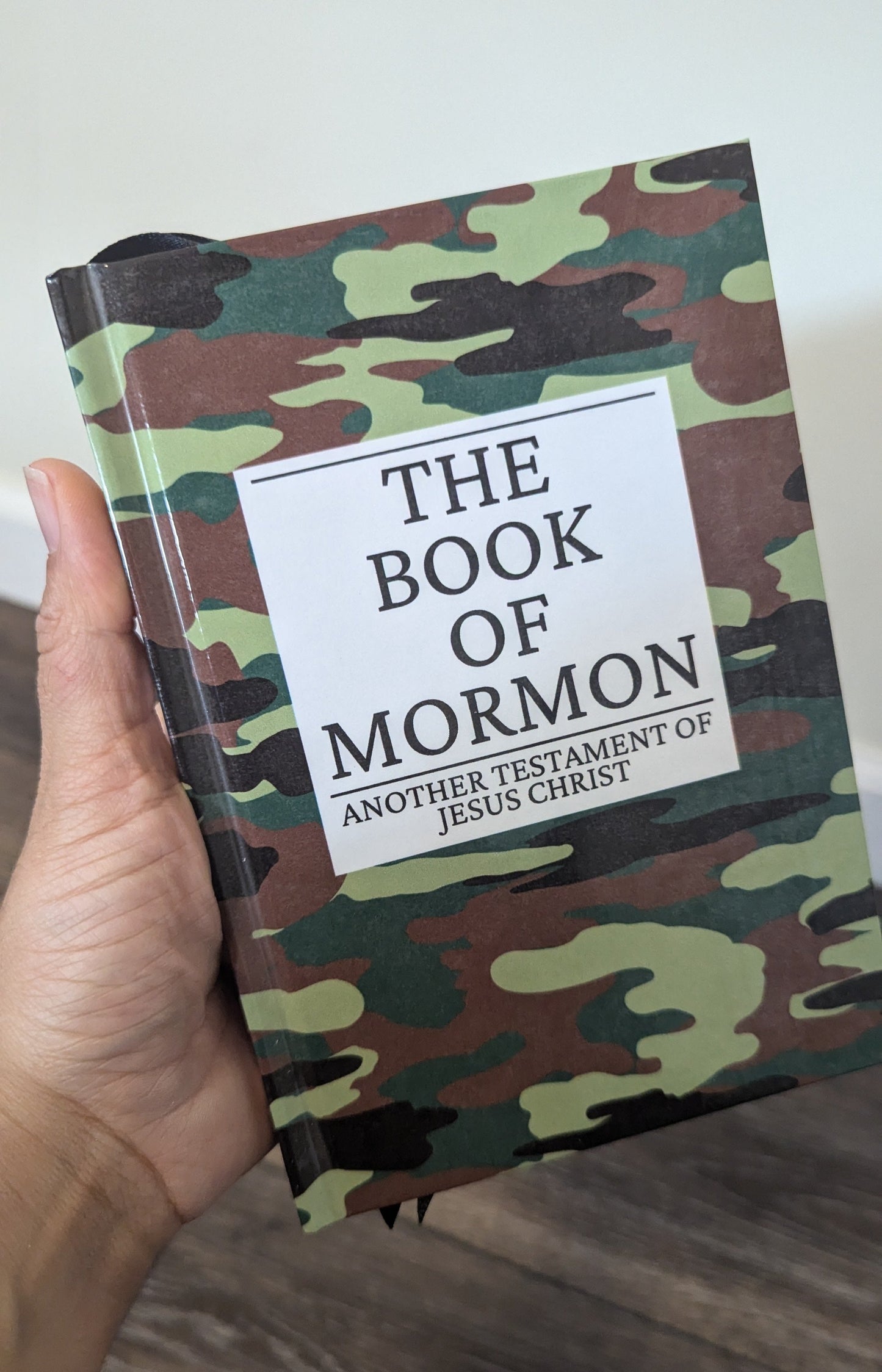 15C Hardcover Handmade Book of Mormon Green Camo
