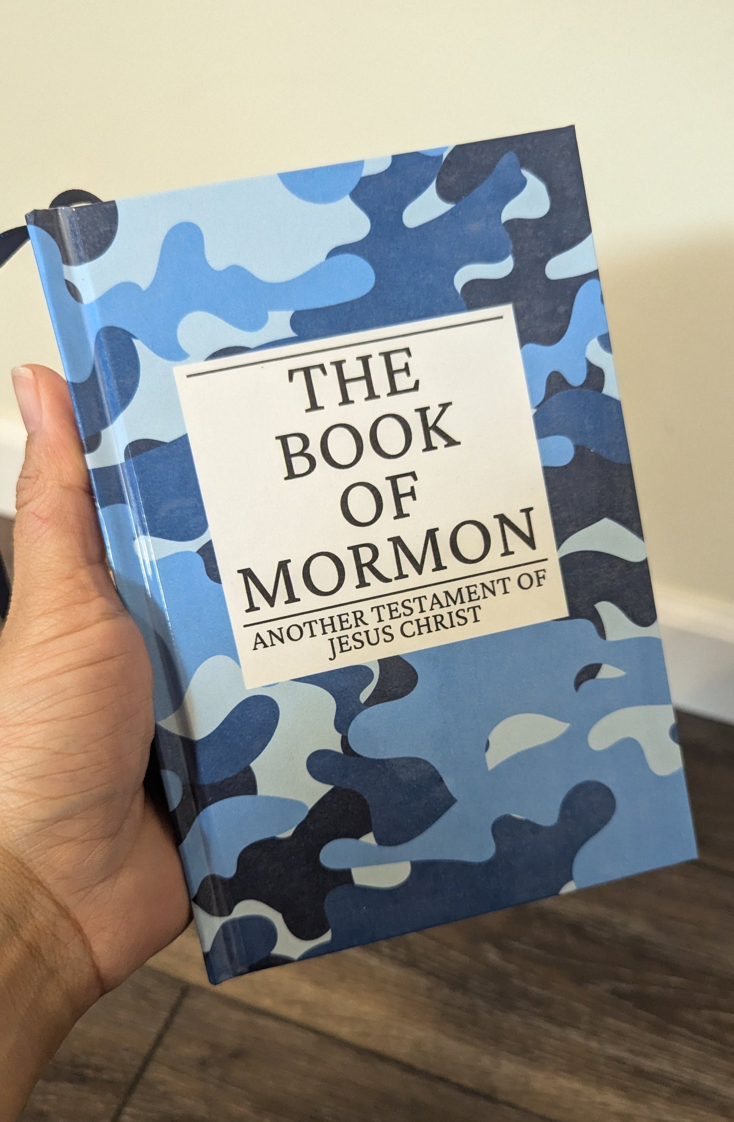 14C Hardcover Handmade Book of Mormon Blue Camo