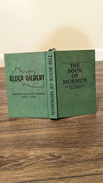 8M Hardcover Handmade Missionary Book of Mormon Green