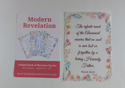 Book of Mormon Tip-Ins. General Conference Insight Vellum Inserts. 16-Piece Set