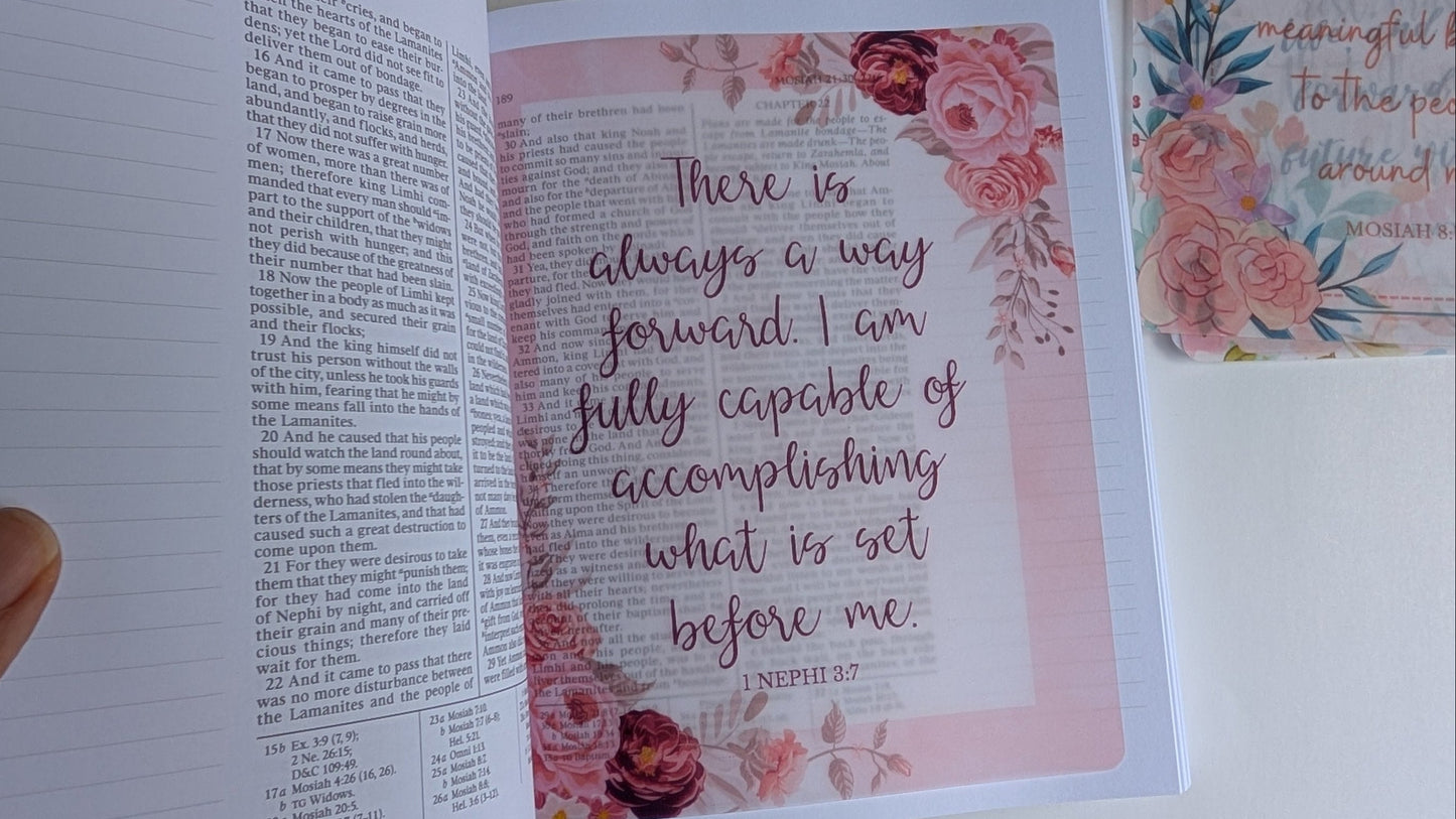 Book of Mormon Journal Tip-Ins. Affirmation Vellum Inserts. 16-Piece Set