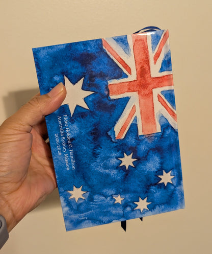 Hardcover Missionary Book of Mormon Watercolor Temple and Flag