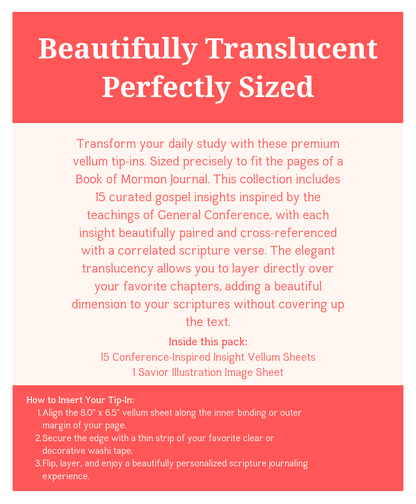 Book of Mormon Journal Tip-Ins. General Conference Insight Vellum Inserts. 16-Piece Set