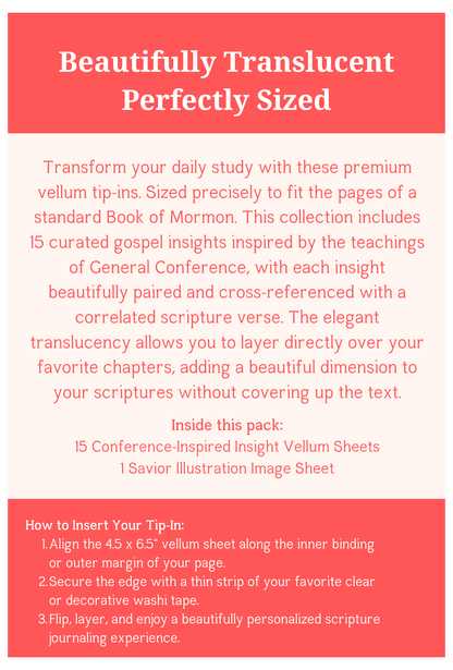 Book of Mormon Tip-Ins. General Conference Insight Vellum Inserts. 16-Piece Set