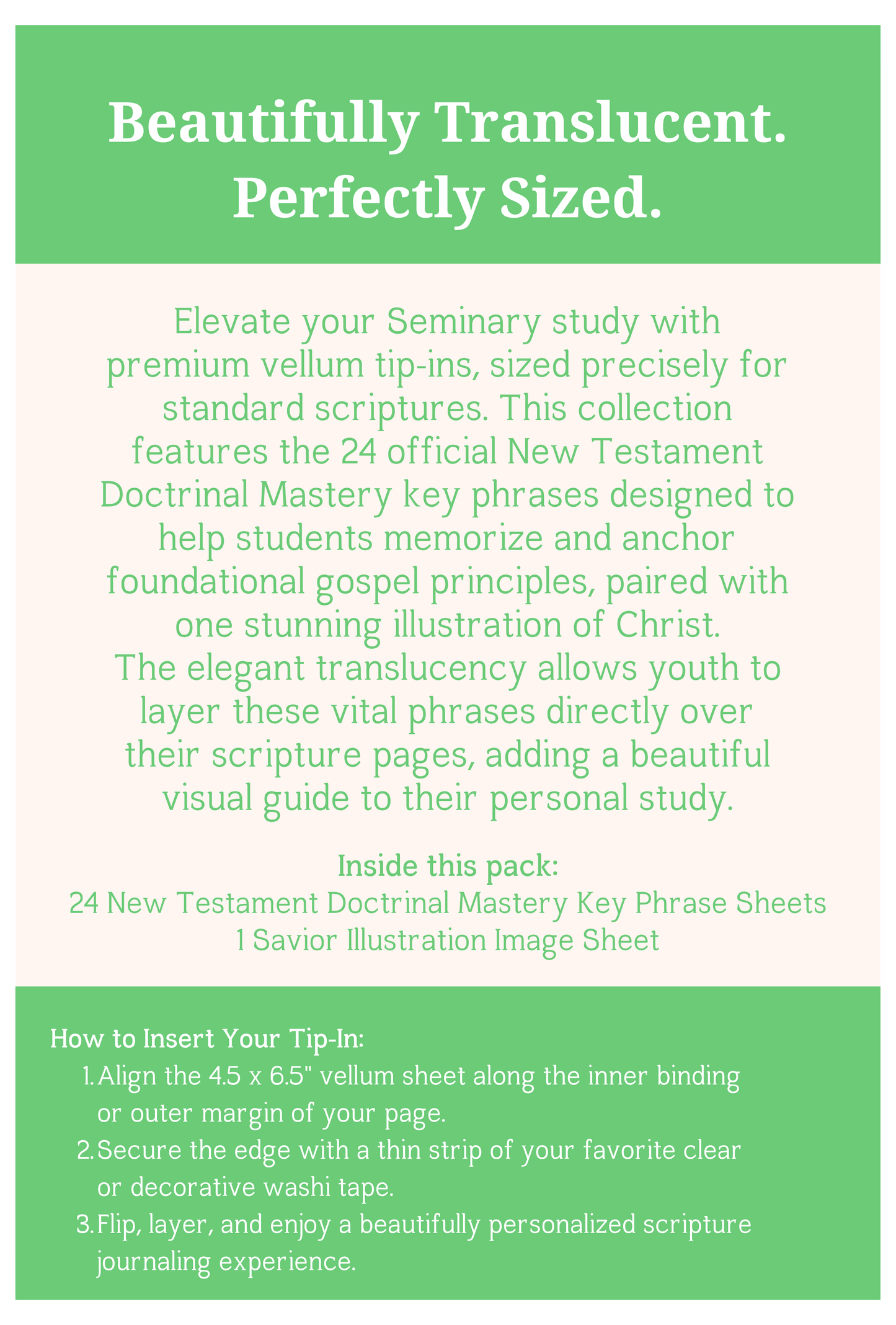 New Testament Seminary Doctrinal Mastery Vellum inserts. 25-Piece Set