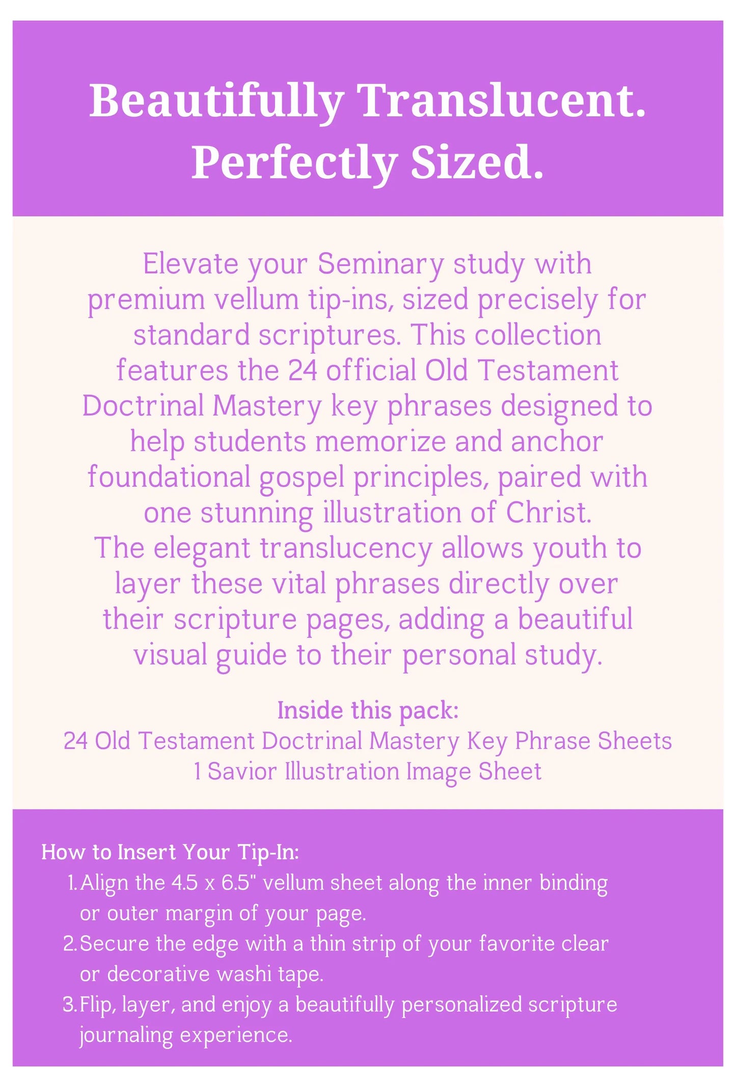 Old Testament Seminary Doctrinal Mastery Vellum inserts. 25-Piece Set