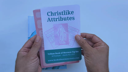 Book of Mormon Tip-Ins. Christlike Attributes Vellum inserts. 14-Piece Set (pink)